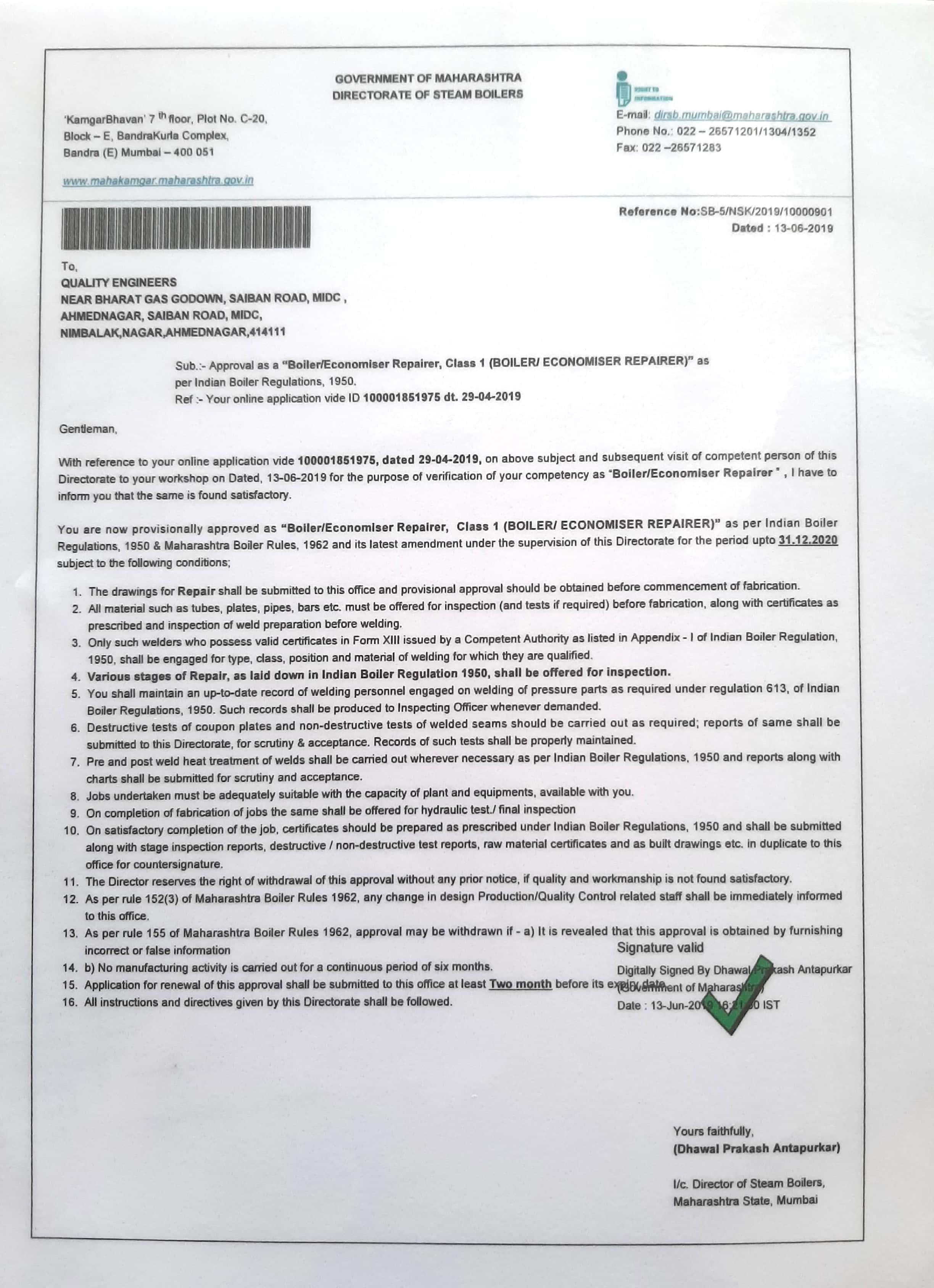 Boiler Repairer License